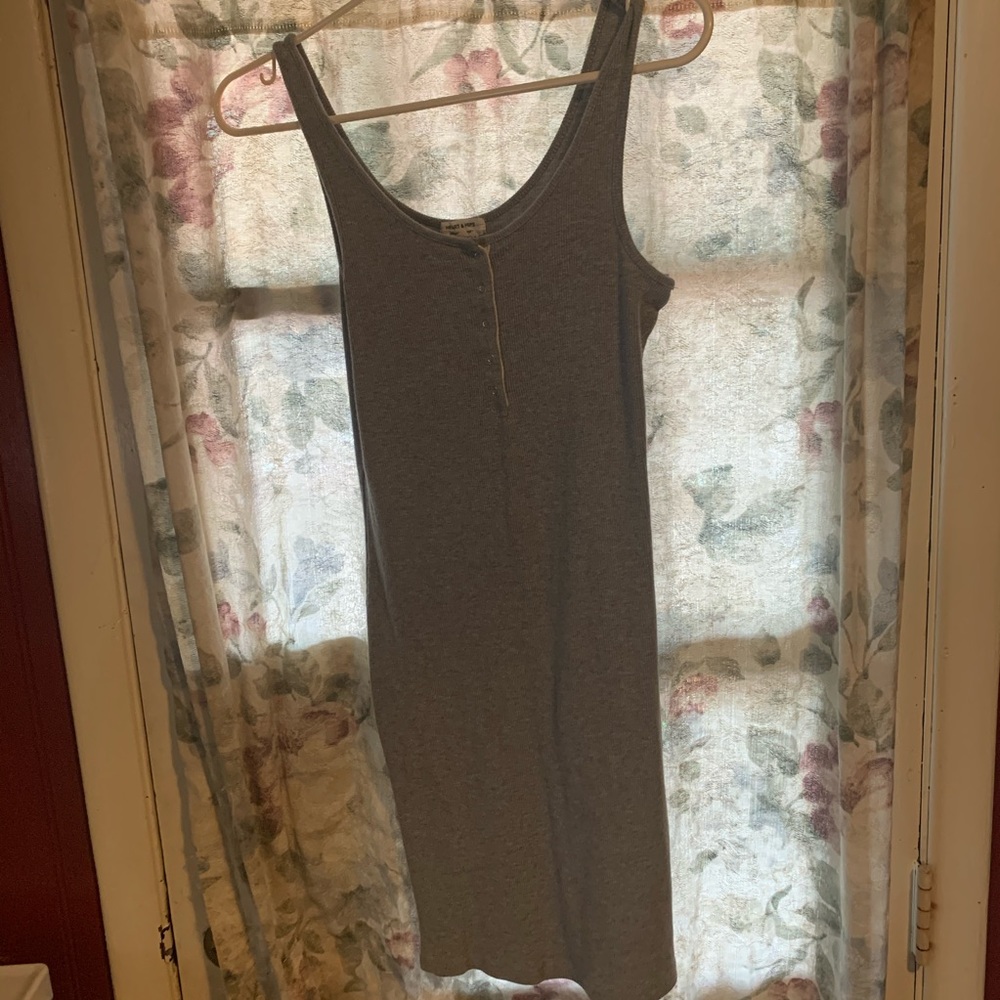 Grey Ribbed Button Dress